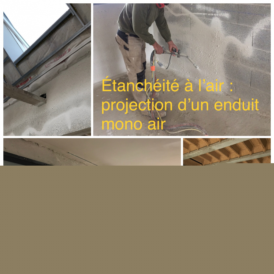 Etanchéité à l'air avec enduit projeté type mono air ( AEROBLUE - RFILTER ) Etanchéité à l'air avec enduit projeté type mono air ( AEROBLUE - RFILTER )